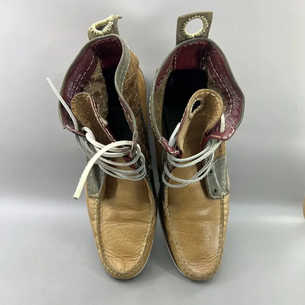 Cole Rood & Haan Co Chukka Boots Men Size 13 Brown Woven Leather Square Toe Shoe